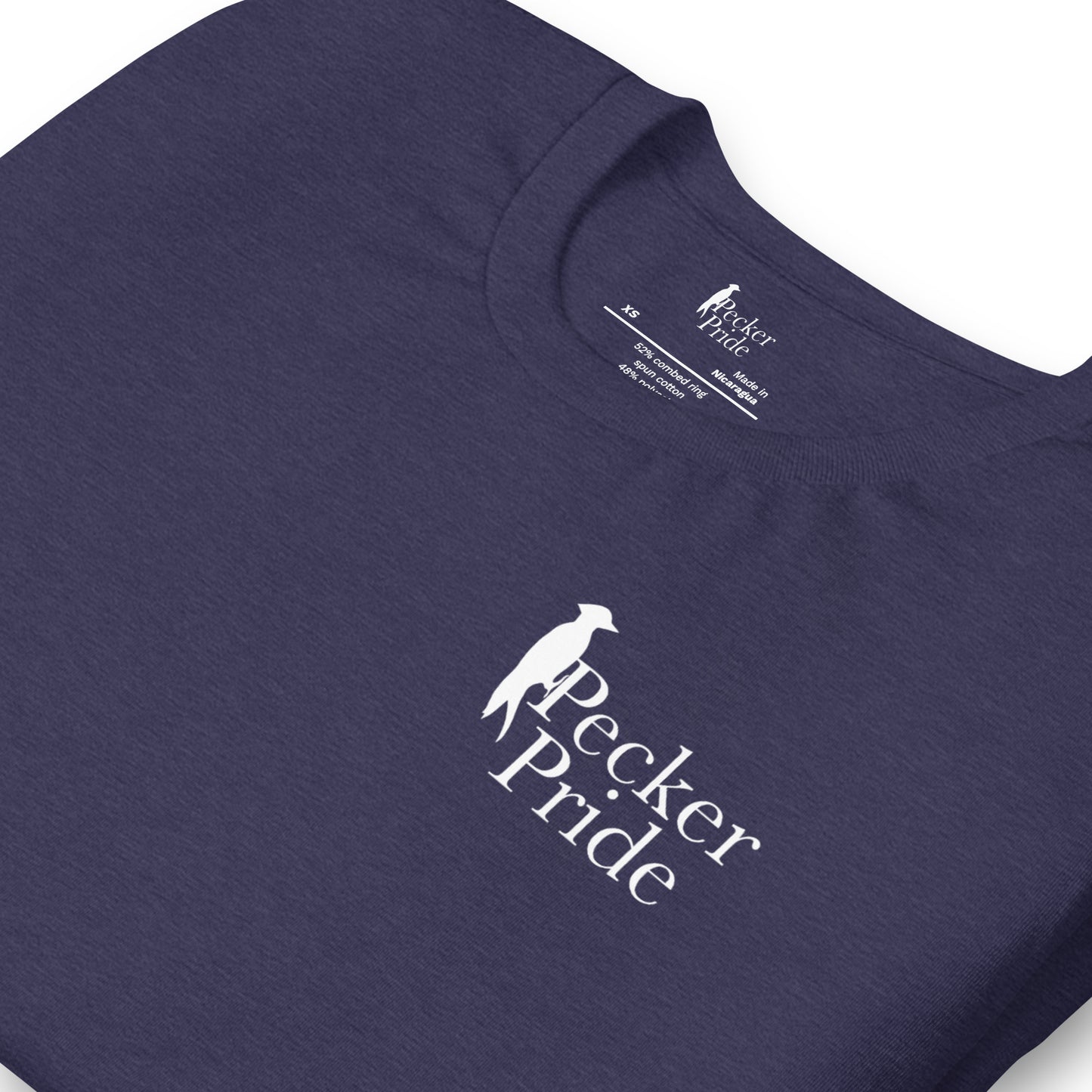 Pecker Pride Premium Logo Unisex T-shirt | Heather Midnight Navy