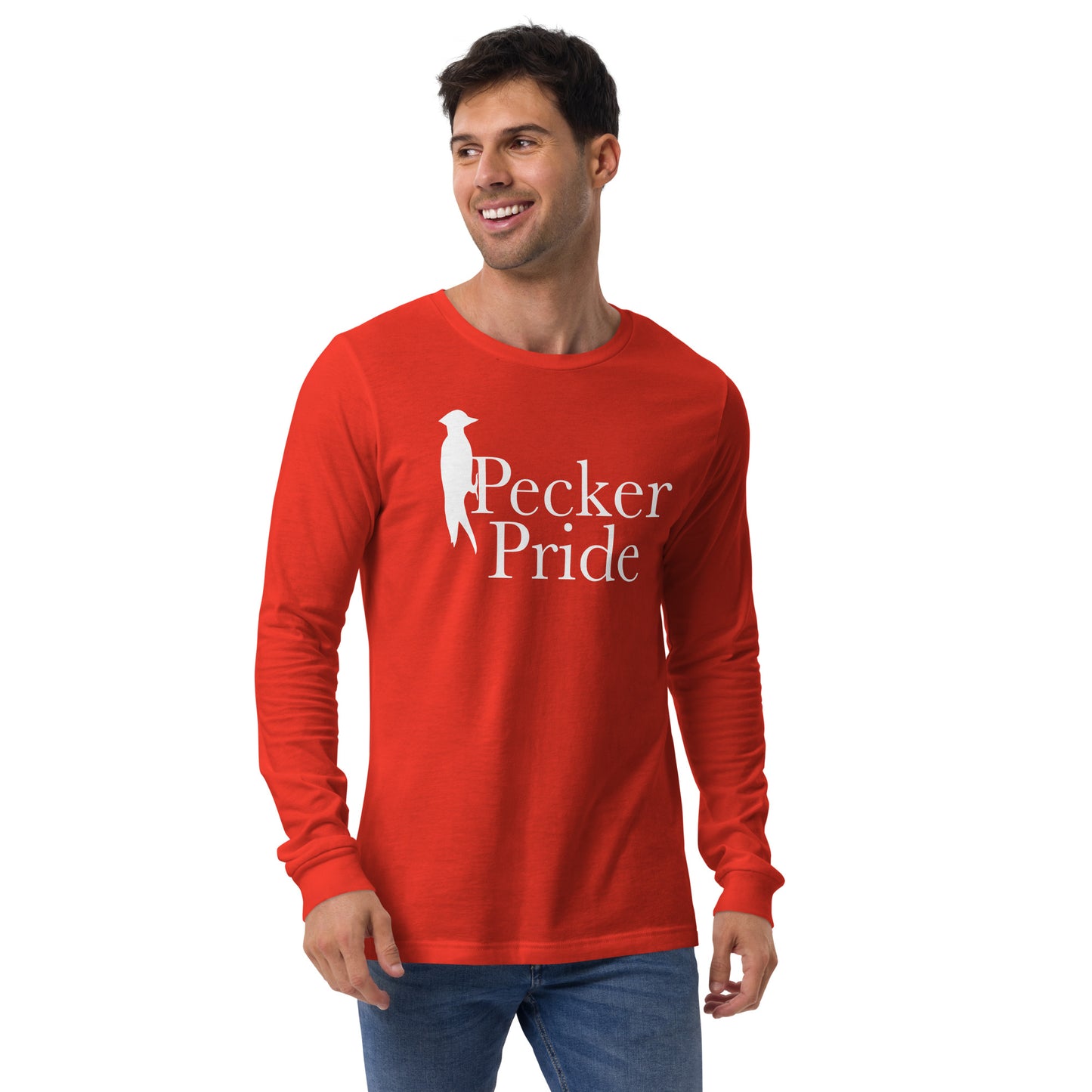 Pecker Pride Premium Logo Unisex Long Sleeve Shirt | Red