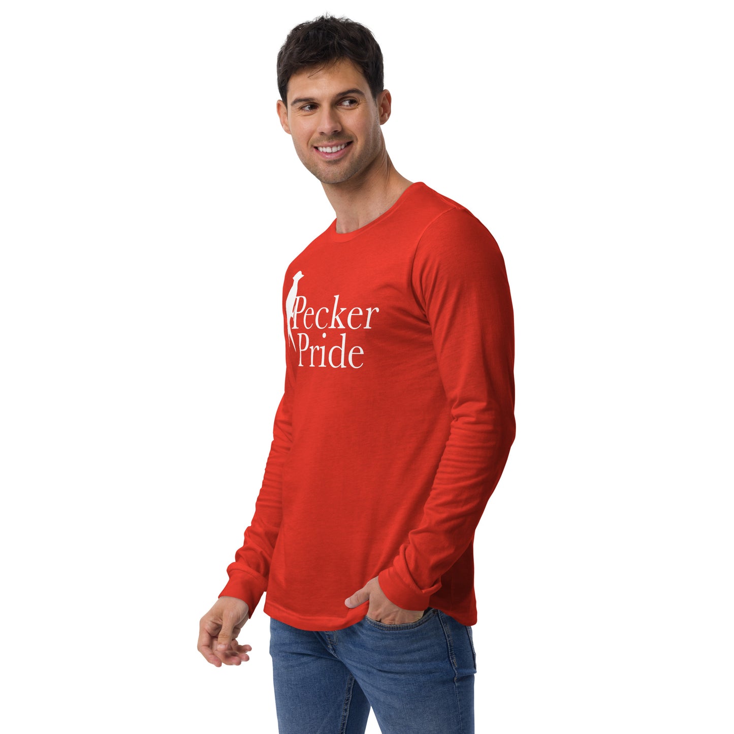 Pecker Pride Premium Logo Unisex Long Sleeve Shirt | Red