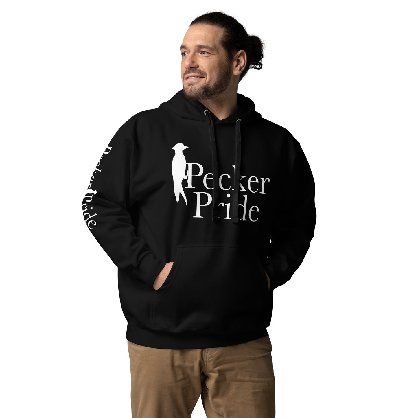 Pecker Pride Logo Unisex Hoodie | Black with White Logo