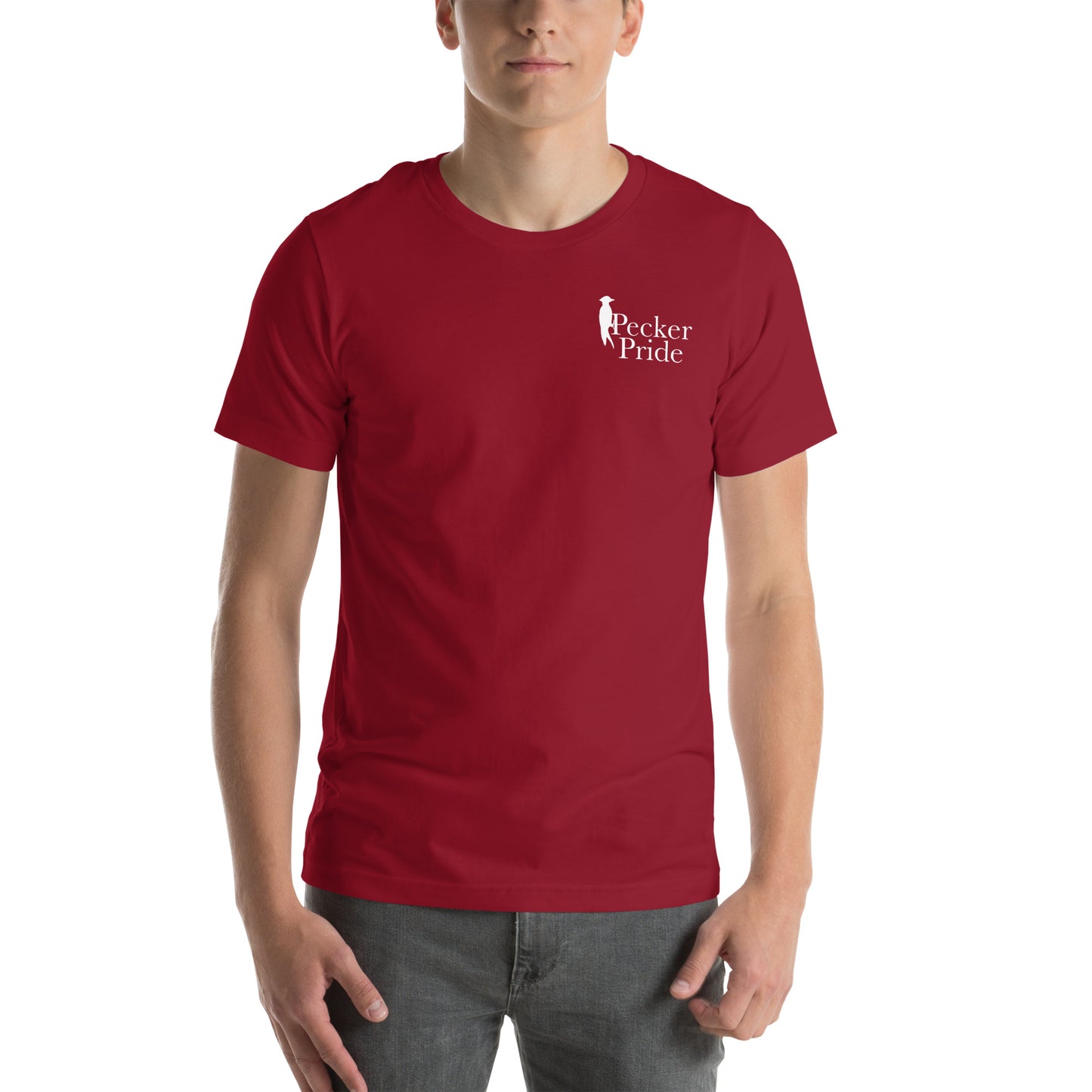 Pecker Pride Premium Logo Unisex T-shirt | Cardinal