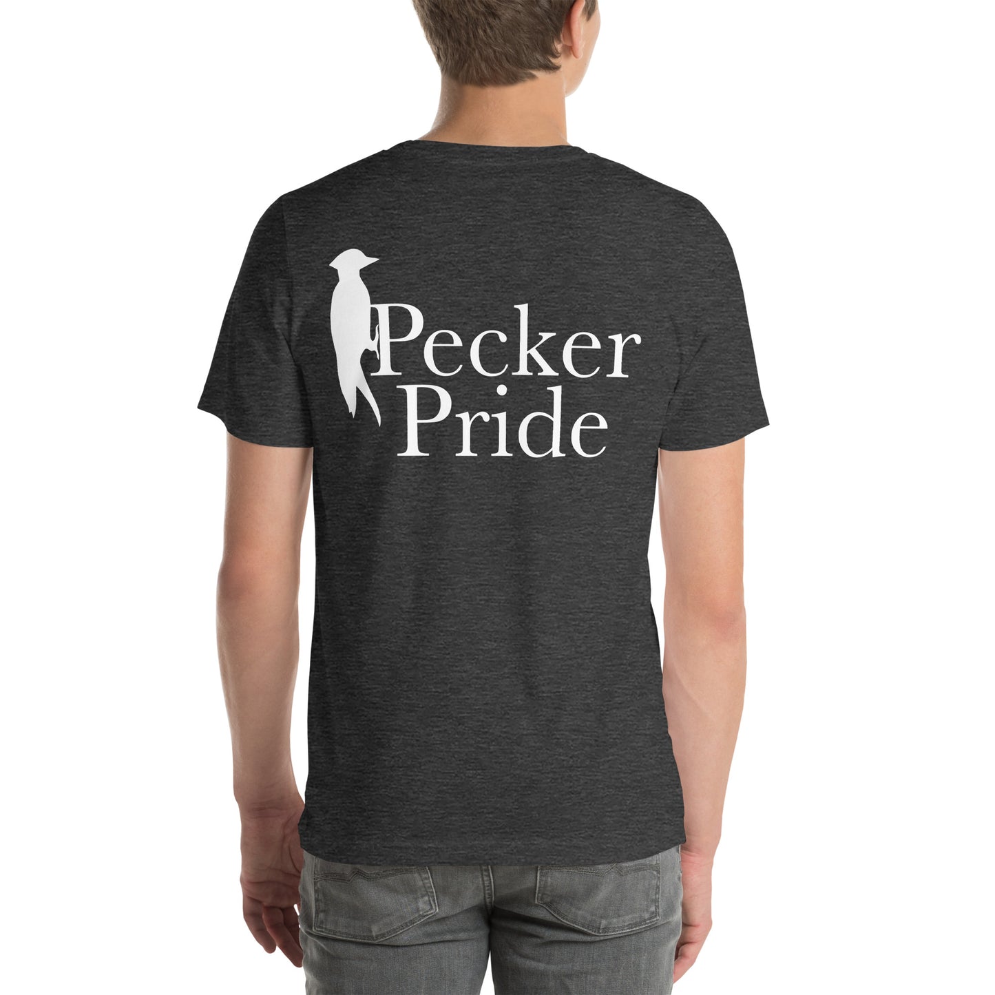 Pecker Pride Premium Logo Unisex T-shirt | Dark Grey Heather