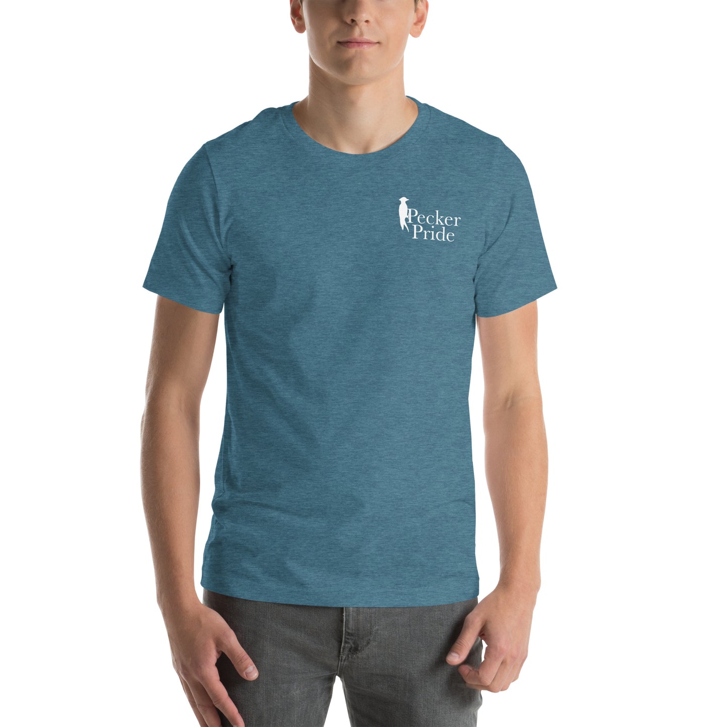 Pecker Pride Premium Logo Unisex T-shirt | Heather Deep Teal