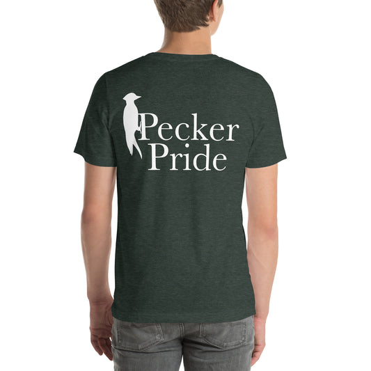 Pecker Pride Premium Logo Unisex T-shirt | Heather Forest