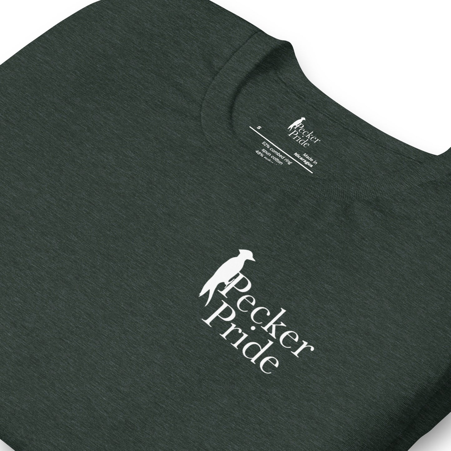 Pecker Pride Premium Logo Unisex T-shirt | Heather Forest