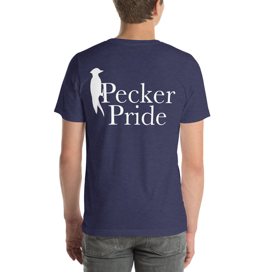 Pecker Pride Premium Logo Unisex T-shirt | Heather Midnight Navy